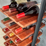Inclined trapezoidal wine rack - 37 wall-mounted wine storage display shelves - Mango wood and metal combined bar cabinet wine shelves - Modern kitchen and dining room decoration organizing furniture image 4