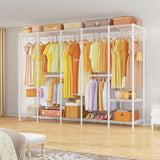 Super large clothes rack, heavy-duty clothes storage rack, standalone portable wardrobe, clothes rack for hanging clothes, 89.8 inches wide x 15.8 inches deep x 76.4 inches high, maximum load capacity of 1400 pounds, white image 2