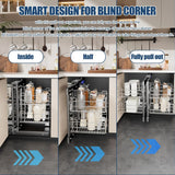 36" Blind Corner Pull Out Organizer,2 Tier 4 Shelf Kitchen Cabinet Organizer, Chrome Carbon Steel Storage Basket, Left Open & Right Open Compatible,for Blind Corner Kitchen or Bathroom Cabinet image 2