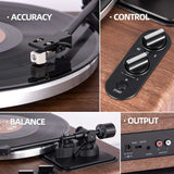 High Fidelity Belt Drive Turntable with Built-in Speakers, Vinyl Record Player with Magnetic Cartridge, Bluetooth Playback and Aux-in Functionality, Auto Off image 2