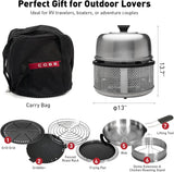 Stainless steel non-smoking portable tabletop charcoal grill with a frying pan, an outdoor barbecue grill with 10 functions, suitable for camping, boats and RVs, is the perfect combination for an outdoor kitchen (fully equipped) image 2