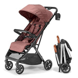 V2 Compact Baby Stroller - Premium vegetarian leather material, one-handed folding, infinitely adjustable tilt angle, aerospace-grade aluminum frame, oversized sunshade, spacious storage space, folding umbrella-style baby stroller - Desert Berry Colo image 3