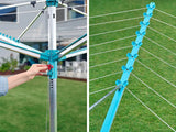 Simple drying machine, extendable by 50 meters to maintain cleanliness, made of fully rust-free aluminum material, with a shaft diameter of 3.28 meters and a maximum length of 2.03 meters. It has a pull-out rotating clothes drying rack, emerald green image 3