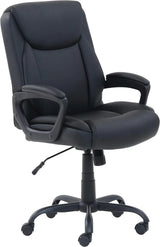 Classic PU surface, back-adjustable height office computer desk and chair, with armrests, size: 26 inches wide x 23.75 inches long x 42 inches high, black version image 4