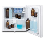 Compact refrigerator freezer, suitable for general use, with a white appearance, equipped with a NIST calibrated thermometer, manual defrosting device, hospital-grade power cord and front locking mechanism. image 2