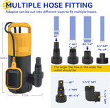3/4HP Submersible Sewage Effluent Pump, Cast Iron, 115V 6400 GPH Automatic Tethered Float Switch, Sump Pump for Sump Basin, Basement, Residential Sewage, 2'' NPT Discharge image 3