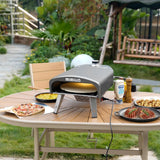 Outdoor gas pizza oven, portable propane pizza grill, equipped with an automatic rotation system and pizza stone image 3