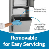 Wall-mounted tissue dispenser and waste paper storage box. Mirror-polished stainless steel material. 2-gallon capacity. Can hold 350 single-layer or 475 multi-layer tissues. Easy to install. Suitable for commercial bathrooms. image 3