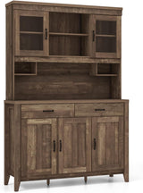 78.5-inch high kitchen cabinet storage unit, large storage cabinet with glass doors, equipped with drawers and adjustable shelves. The wooden kitchen storage unit has a microwave shelf, suitable for a home coffee bar. image 4