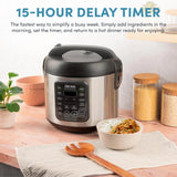 Digital rice cooker, 4 cup capacity (uncooked state) / 8 cup capacity (cooked state), steamer, multi-functional cooking pot, slow cooker, oatmeal pot, automatic insulation function, 2 gallons, stainless steel shell image 4