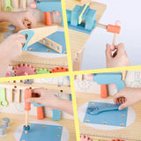 Children's tool table toys game workbench wooden tool table workshop workbench with tool set wooden construction workbench toys image 2