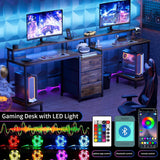 2 Person Desk with LED Lights & Charging Station – Long Desk for 2 with Storage Drawers, Monitor Riser, USB Ports & Outlets – Modern Study Table or Workstation for Home Office image 3