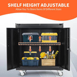 Garage Storage Cabinet with Wheels, 2 Door Tool Cabinet with Adjustable Shelves, Metal Lockable Tool Cabinet, Rolling Tool Chest for Home, 34 H x 30.3 L x 18 W, Assembly Required image 2