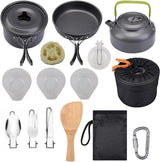 Camping cooking set - picnic cooking pot set - outdoor hiking and barbecue tableware set - camping travel supplies set including frying pan, water jug and stove image 2