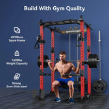 Sportsroyals Power Cage,1600lbs Multi-Function Power Rack with Adjustable Cable Crossover System and More Training Attachment, Weight Cage for Home Gym image 3