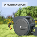 Tool-extendable garden hose reel, inner diameter 1/2 inch, length 155 inches, equipped with 5-foot extension hose, sturdy and durable, lockable at any length, slow retraction system, wall-mounted design, 180-degree rotating bracket image 3