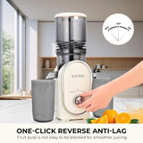 Cold press juicer, 5.3-inch feed opening, slow-speed mixing type machine, power 300 watts, capable of extracting whole fruits and vegetables, easy to clean, high juice output, white appearance image 2