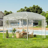 19.2×9.7×8.5 feet Outdoor upgraded retractable greenhouse with adjustable reinforced frame, portable walk-through greenhouse, equipped with 2 rollable zipped doors and mesh windows, PE shell, white image 2