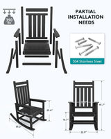 Outdoor Rocking Chair, HDPE Rocking Chair for Adults, All Weather Porch Rockers for Lawn Garden, White image 3