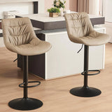 Bar stool set (2-piece) Adjustable rotating style, black color, covered with PU leather and equipped with a backrest, suitable for medium-height stools used in kitchen island or home bar. image 3