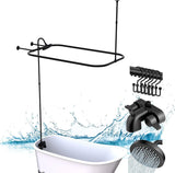 Clawfoot Tub Shower Kit, Add On Shower Units With Bathcock Diverter Faucet and 48" X 27“ Rectangular Claw foot Tub Shower Curtain Rod Kit,Claw foot Tub Shower Faucet Set,Brushed Nickel image 4