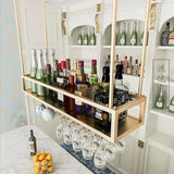 Wall Mounted Wine Rack for Bars & Restaurants Gold Metal Hanging Storage for Wine Bottles & Stem Glasses Perfect for Dining Room & Kitchen Decor Space Saving Design image 2