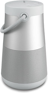 Bluetooth speaker, portable speaker with microphone, wireless and waterproof, 360-degree omnidirectional sound output, long-lasting battery and handle, silver appearance