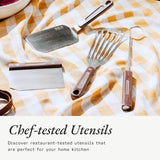 4-piece frying pan set - includes frying pan spatula, workbench scraper, fish spatula and pigtail flipper - brown linen micro-carbon fiber handle image 3