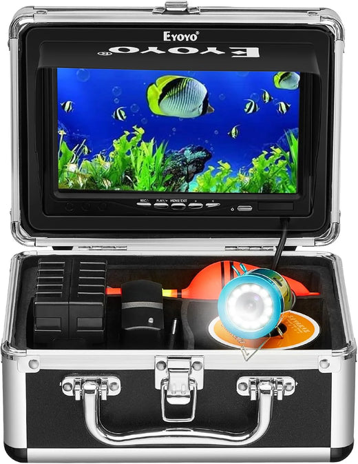 Underwater fishing photography and videography camera, underwater fish detector, fishing photography and videography camera on land/water/river/ice surface, 1000TVL resolution, 7-inch display screen, built-in 12 white lights, 15-meter long cable