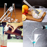 17pc Stainless Steel Cocktail Shaker Set Ice Strainer Clip Mixing Spoon Measure Cup Bar Tools Cocktail Set Can Opener Ice Shovel image 3