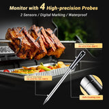 True wireless meat thermometer, equipped with 4 probes, Bluetooth meat thermometer, with backlit LCD display, Wi-Fi-enabled smart food thermometer, rechargeable, suitable for barbecue grills, charcoal grills, ovens, and rotating barbecue racks. image 2