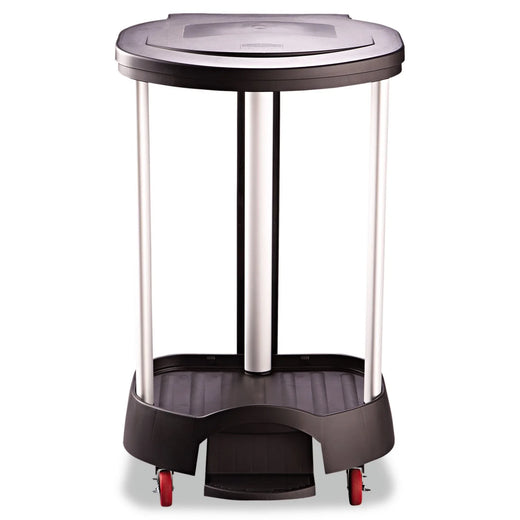 Administrative series floor-standing clothing storage basket / laundry basket, with front locking casters, capacity 30 gallons, black, without handle cover, suitable for hospitals / medical laboratories / commercial premises
