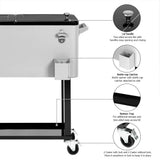 Portable 80 Quart Rolling Ice Chest with Shelf image 4