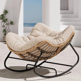 Outdoor swaying egg chair, indoor Papasan chair, rattan rocking chair, modern royal-style bedroom, living room, porch, garden, lawn chair - blue version image 2