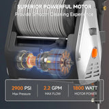 The wall-mounted high-pressure cleaning machine Plus is equipped with an upgraded 1800-watt motor, with a maximum pressure of 2900 pounds per square inch and an electric high-pressure cleaning machine that discharges 2.2 gallons per minute. It is equ image 3