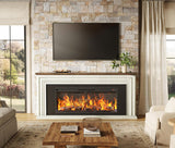 75-inch wall-mounted TV cabinet, rustic modern entertainment center with fireplace, 70-inch media cabinet with 3 drawers, featuring a recessed design, suitable for the living room, black version image 3