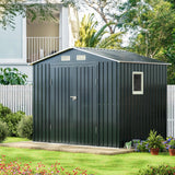 8x6FT Outdoor Steel Storage Shed with Clear Window, Lockable Doors, Weather-Resistant Metal Tool Shed for Garden, Backyard, Patio, and Utility Storage image 3