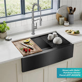 33-inch country-style workstation with built-in sink, dish drying rack, and stainless steel kitchen sink image 2