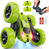 Children's version remote control car (suitable for children over 6 years old), RC car stunt toy, four-wheel drive, double-sided design, 360° rotating remote control, with headlights, is a birthday or Christmas gift for boys aged 6, 7, 8, 9, 10, 11, image 2