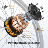 EB5 Electric Bike for Adults with Peak 500W Brushless Motor, 40Miles 20MPH Commuting Electric Mountain Bike with 360Wh Removable Battery, 7-Speed, 26" Tires and Front Fork Suspension image 4