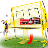 Adjustable volleyball training net equipment system (8x11 feet), suitable for adult outdoor or indoor volleyball practice, equipped with volleyball.