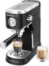 Espresso Machine 20 Bar, Compact Espresso Maker with Steam Milk Frother, Stainless Steel Coffee Machine with 34oz Removable Water Tank for Cappuccino, Latte, Silver image 2