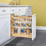 5-inch pull-out storage rack, suitable for bottom cabinets in kitchens/bathrooms, with a soft-closing slide rail for a spice rack/food storage rack, made of wood material image 2