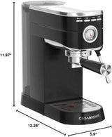 Espresso Machine 20 Bar, Compact Espresso Maker with Steam Milk Frother, Stainless Steel Coffee Machine with 34oz Removable Water Tank for Cappuccino, Latte, Silver image 3