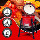 Ceramic Kamado Charcoal BBQ Grill and Smoker, Stainless Steel Grates -15" Ceramic with Tall Stand (GREEN) image 2