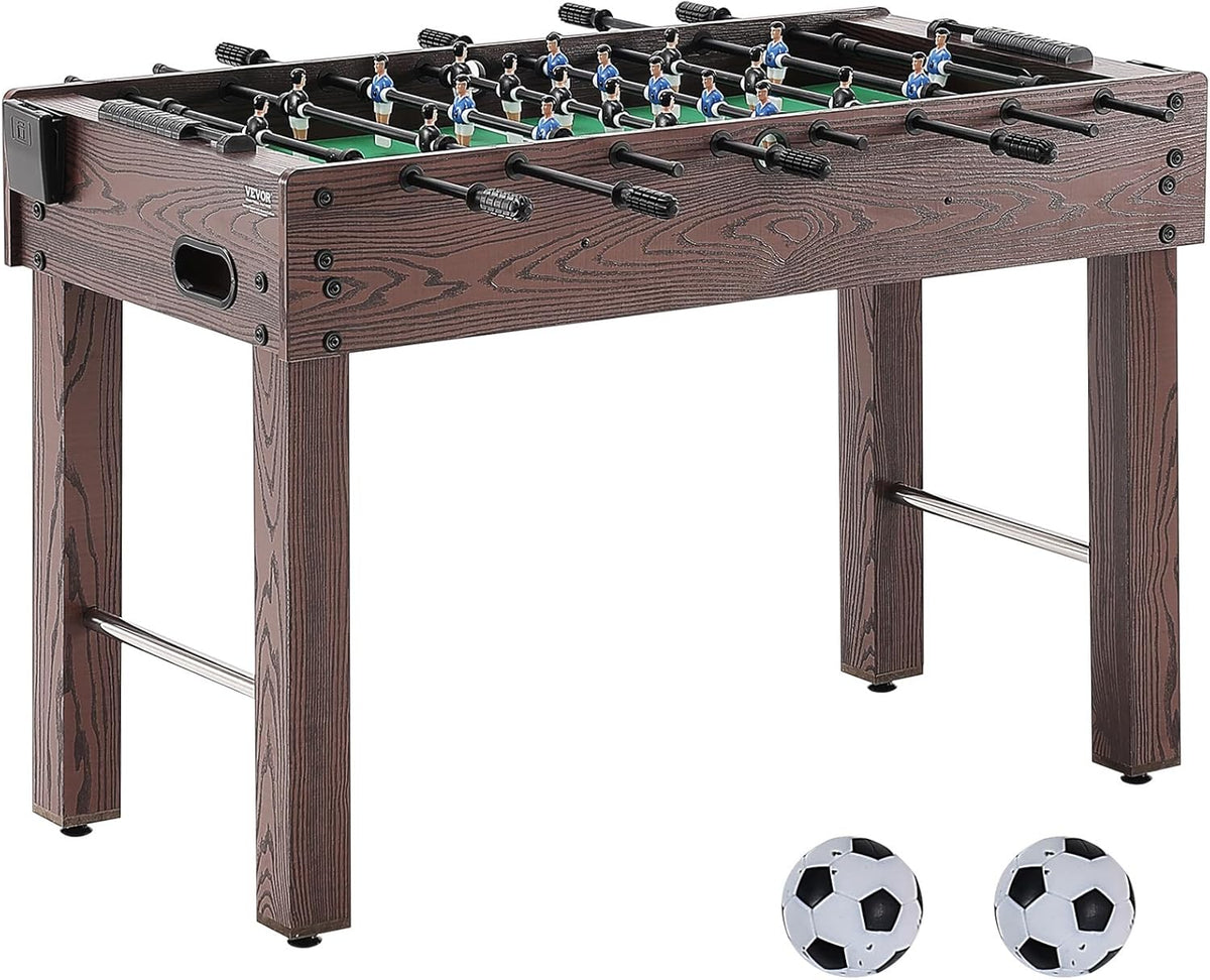 Foldable flyball table, standard size (42/48/55 inches), brown, made of plastic, metal and wood, suitable for two people to play flyball games, suitable for game room.