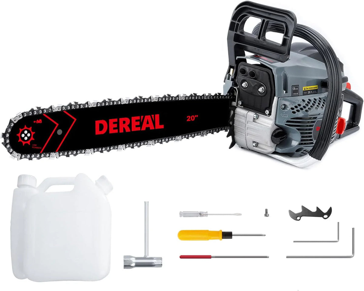 20 Inch 62CC Gas Powered Chainsaw 3.4HP 2 Stroke Engine Gas Power Chain Saw for Cutting Wood Outdoor Garden Farm Home