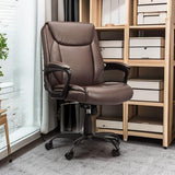 Classic PU surface, back-adjustable height office computer desk and chair, with armrests, size: 26 inches wide x 23.75 inches long x 42 inches high, black version image 3