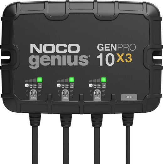 Three sets of batteries, 30-ampere built-in battery charger - Each set consists of 10-ampere, 12-volt waterproof marine charger, featuring overcharge protection and temperature compensation functions - Suitable for lead-acid batteries and lithium bat