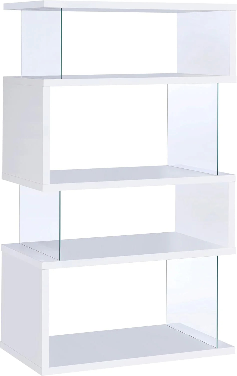 Home products company Amelier 63-inch 4-layer glass panel bookshelf in brown pine color